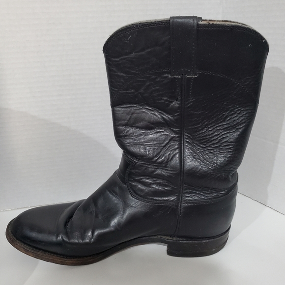 Justin Boots 3133 E Black Leather traditional Roper Boots Mens Size 8 D - Picture 4 of 11